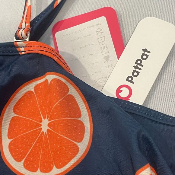 NEW! PatPat Med Swimsuit Oranges Citrus 1pc Convertible Straps Ruffle Womens NWT - Picture 2 of 16